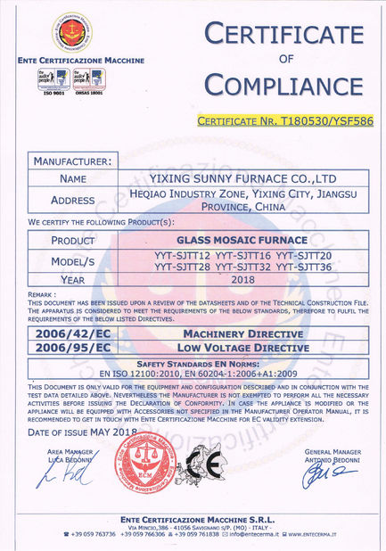China Yixing Sunny Furnace Co., Ltd Certificaten