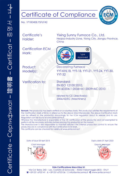 China Yixing Sunny Furnace Co., Ltd Certificaten